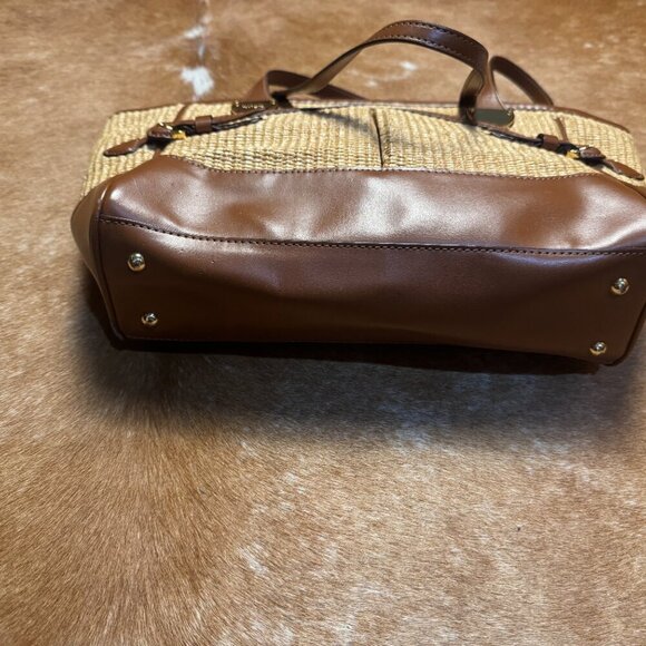 Ralph Lauren RLL Straw and Leather Tote Bag - Classic Tan with Buckle Detail - Picture 5 of 13